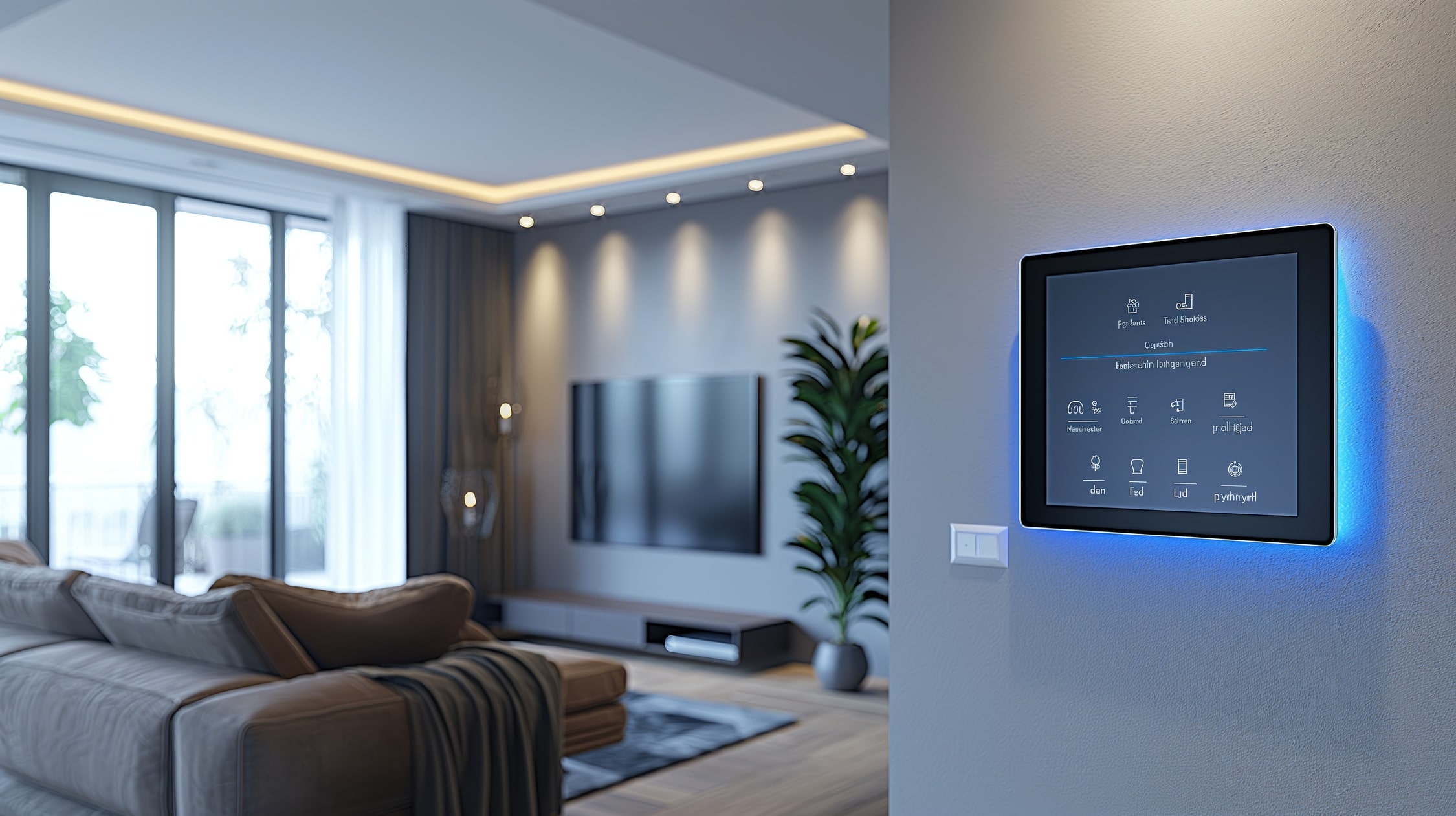 A modern, automated living room